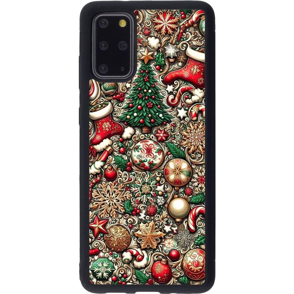 Coque Samsung Galaxy S20+ - Silicone rigide noir Noël 2023 micro pattern