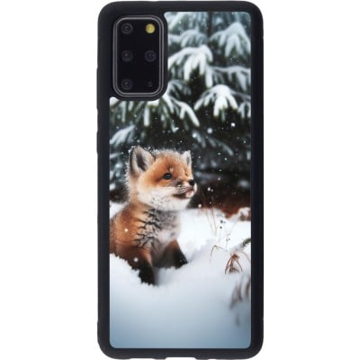 Coque Samsung Galaxy S20+ - Silicone rigide noir Noël 2023 Renardeau sapin