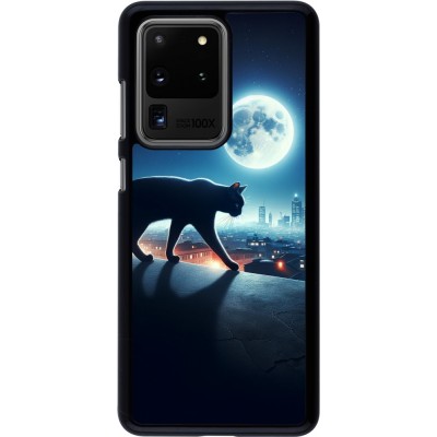 Coque Samsung Galaxy S20 Ultra - Chat noir sous la pleine lune