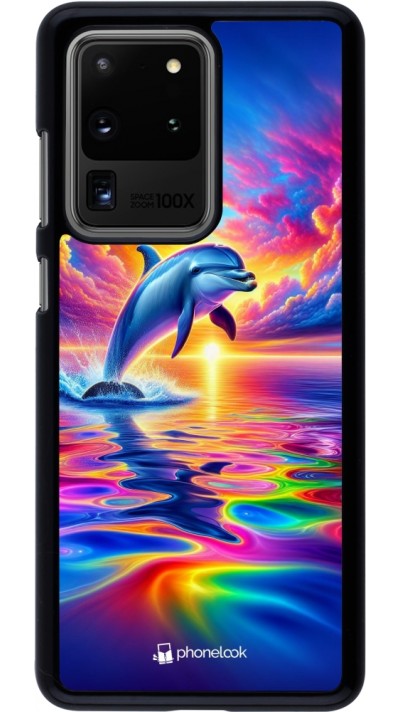 Coque Samsung Galaxy S20 Ultra - Dauphin arc-en-ciel heureux