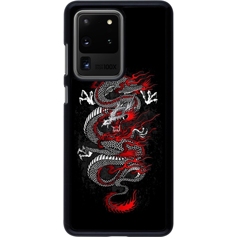 Samsung Galaxy S20 Ultra Case Hülle - Japanese style Dragon Tattoo Red Black