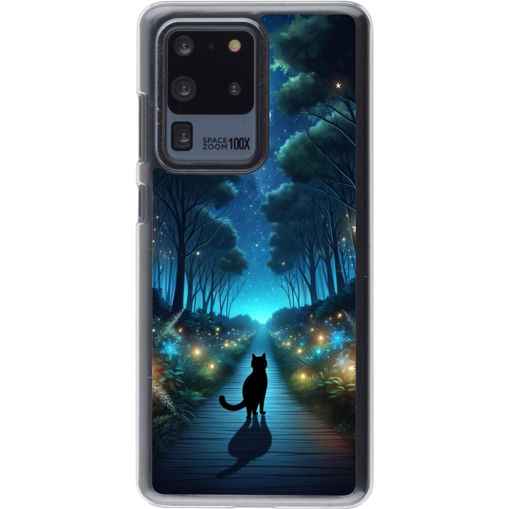 Coque Samsung Galaxy S20 Ultra - Plastique transparent Chat noir promenade