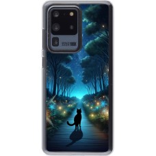 Coque Samsung Galaxy S20 Ultra - Plastique transparent Chat noir promenade