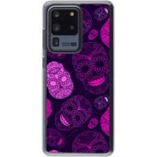 Coque Samsung Galaxy S20 Ultra - Plastique transparent Halloween 2023 pink skulls