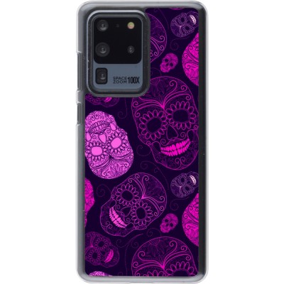 Coque Samsung Galaxy S20 Ultra - Plastique transparent Halloween 2023 pink skulls