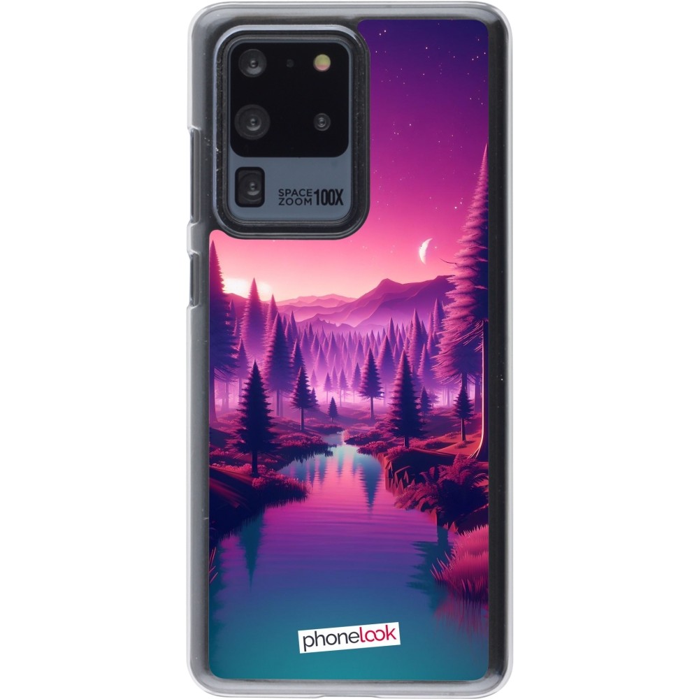 Coque Samsung Galaxy S20 Ultra - Plastique transparent Paysage Violet-Rose