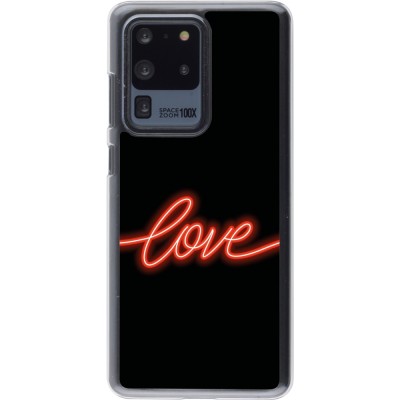 Coque Samsung Galaxy S20 Ultra - Plastique transparent Valentine 2023 neon love