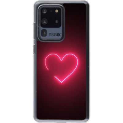 Coque Samsung Galaxy S20 Ultra - Plastique transparent Valentine 2023 single neon heart