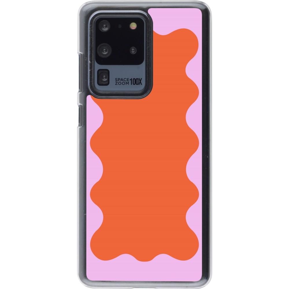 Coque Samsung Galaxy S20 Ultra - Plastique transparent Wavy Rectangle Orange Pink