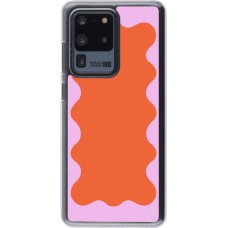 Coque Samsung Galaxy S20 Ultra - Plastique transparent Wavy Rectangle Orange Pink