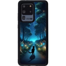 Coque Samsung Galaxy S20 Ultra - Silicone rigide noir Chat noir promenade