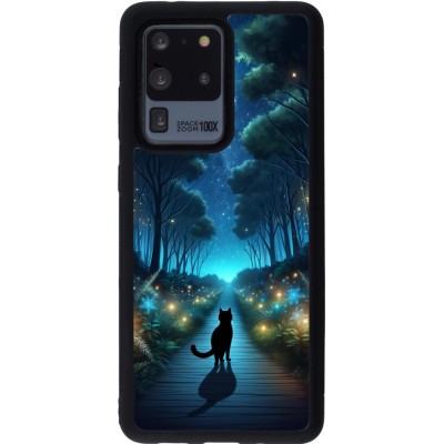 Coque Samsung Galaxy S20 Ultra - Silicone rigide noir Chat noir promenade