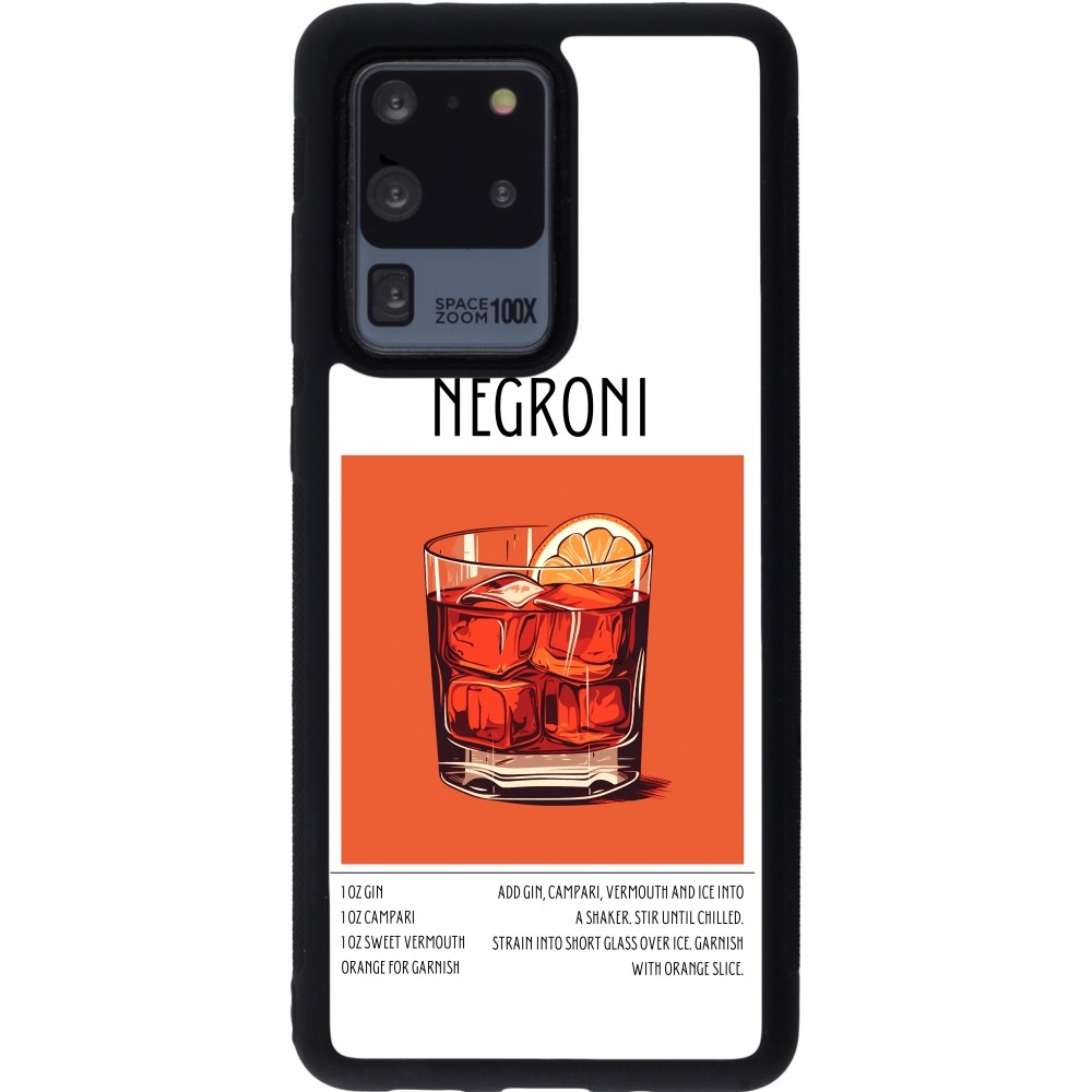 Coque Samsung Galaxy S20 Ultra - Silicone rigide noir Cocktail recette Negroni