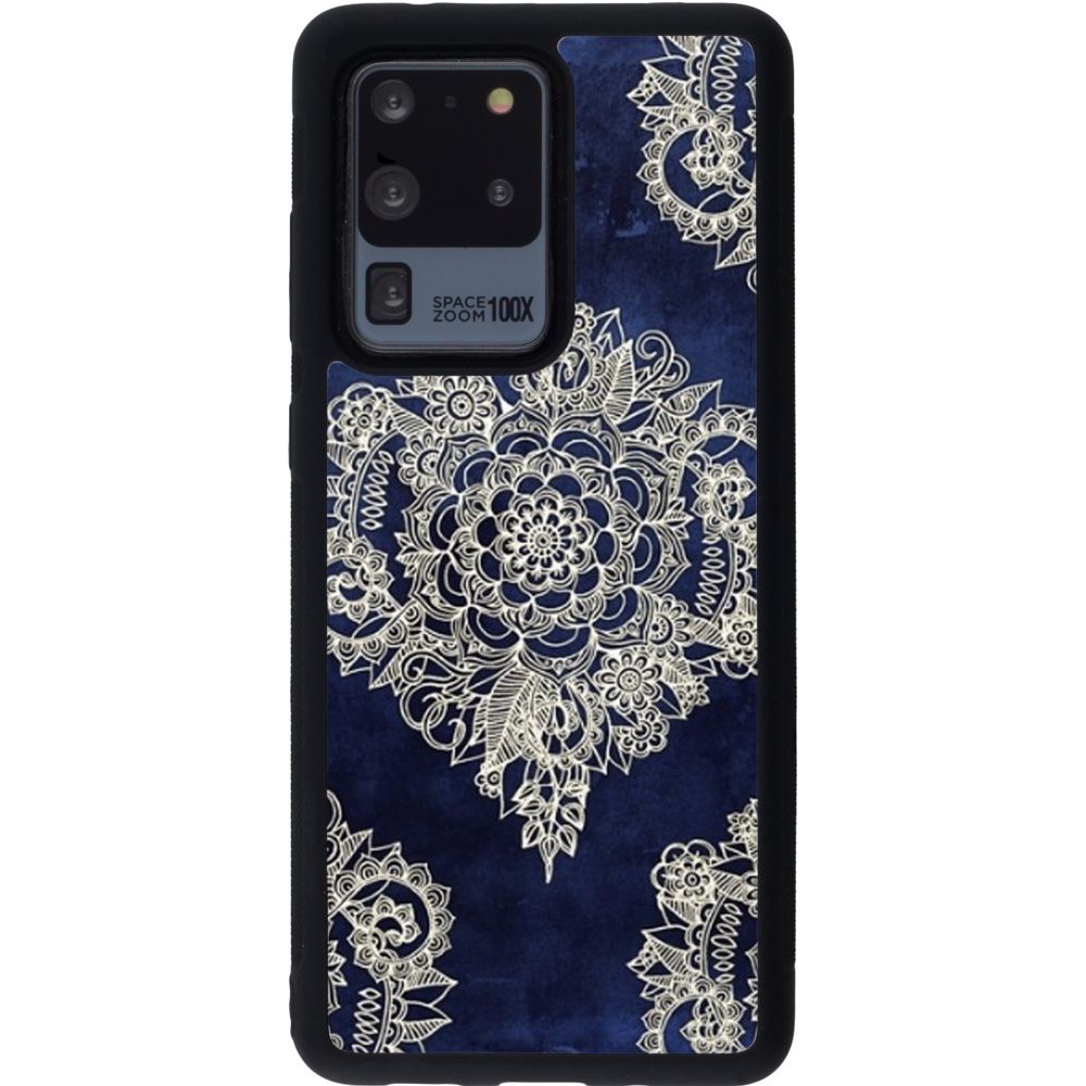 Coque Samsung Galaxy S20 Ultra - Silicone rigide noir Cream Flower Moroccan