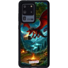 Coque Samsung Galaxy S20 Ultra - Silicone rigide noir Dragon Volant Forêt Trésor