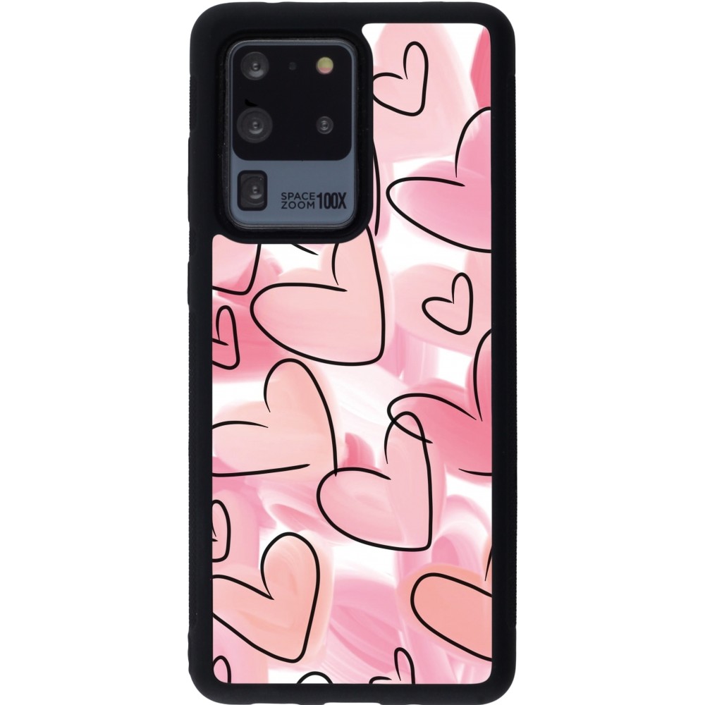 Coque Samsung Galaxy S20 Ultra - Silicone rigide noir Easter 2023 pink hearts