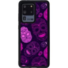 Coque Samsung Galaxy S20 Ultra - Silicone rigide noir Halloween 2023 pink skulls