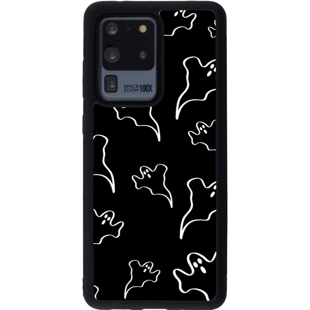 Coque Samsung Galaxy S20 Ultra - Silicone rigide noir Halloween 2024 black and white ghosts