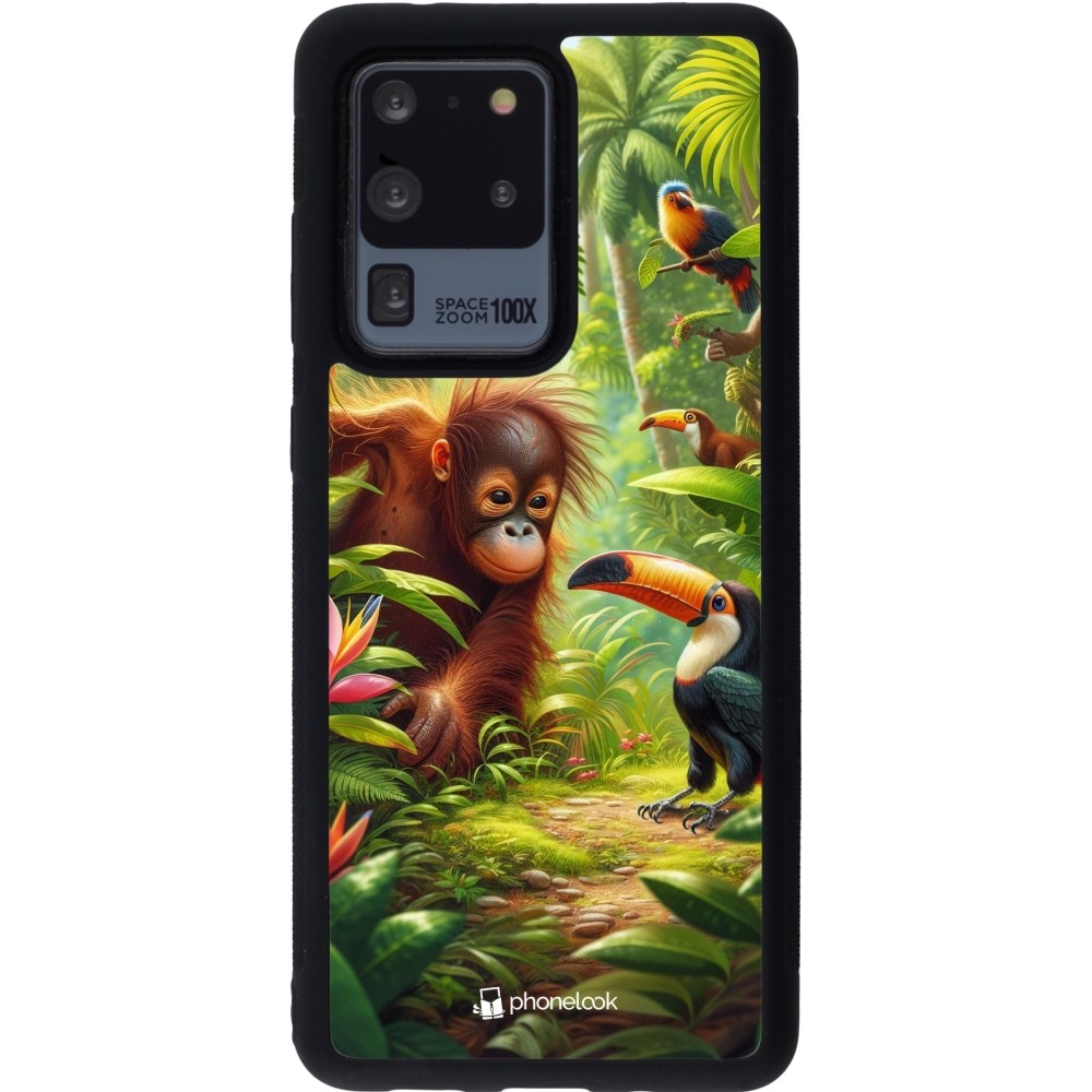 Coque Samsung Galaxy S20 Ultra - Silicone rigide noir Jungle Tropicale Tayrona