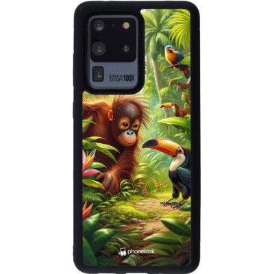 Coque Samsung Galaxy S20 Ultra - Silicone rigide noir Jungle Tropicale Tayrona