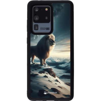 Coque Samsung Galaxy S20 Ultra - Silicone rigide noir Le lion blanc