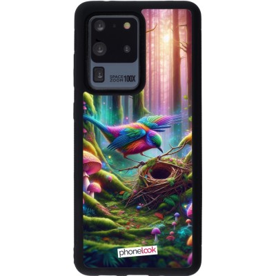 Coque Samsung Galaxy S20 Ultra - Silicone rigide noir Oiseau Nid Forêt