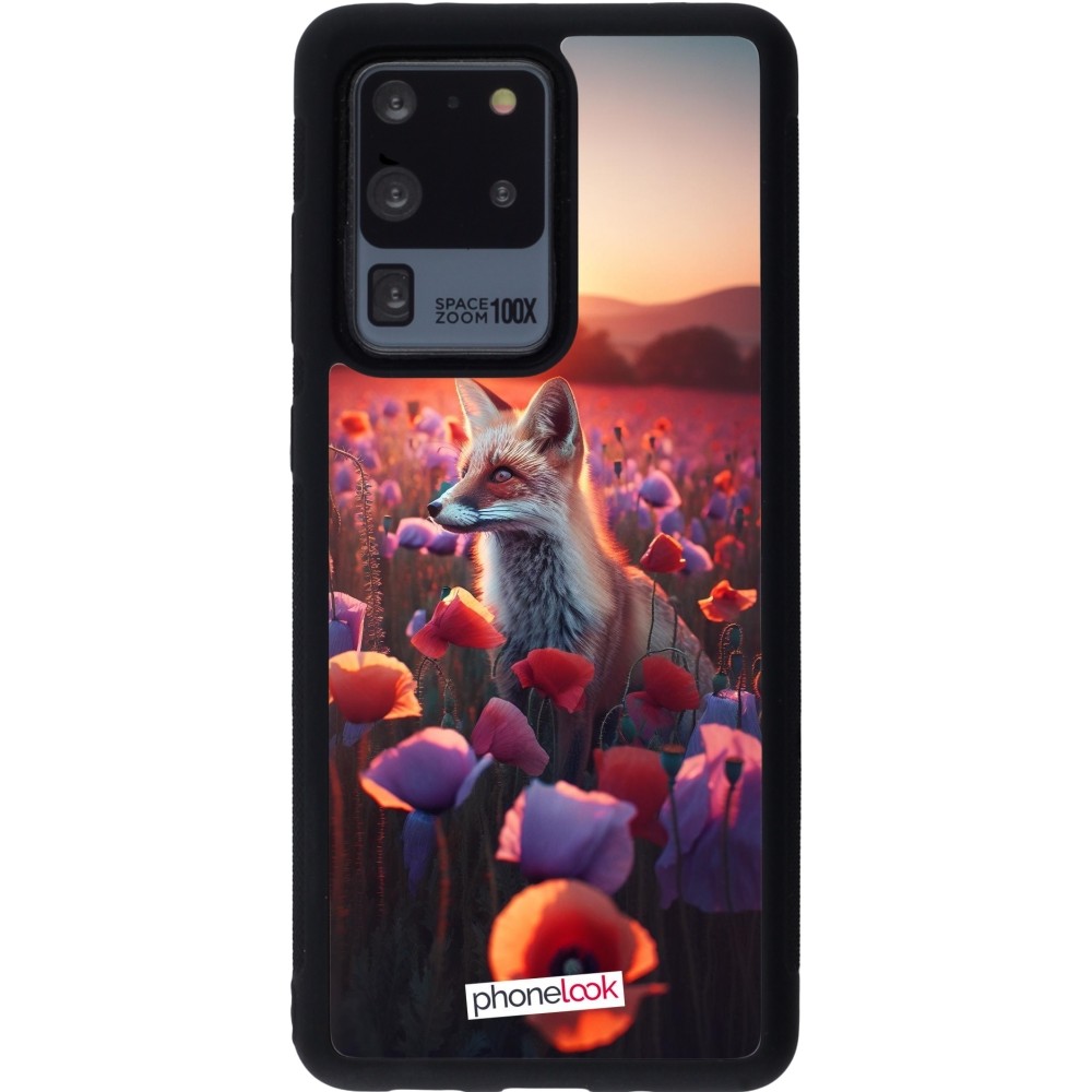 Coque Samsung Galaxy S20 Ultra - Silicone rigide noir Renard pourpre au crépuscule