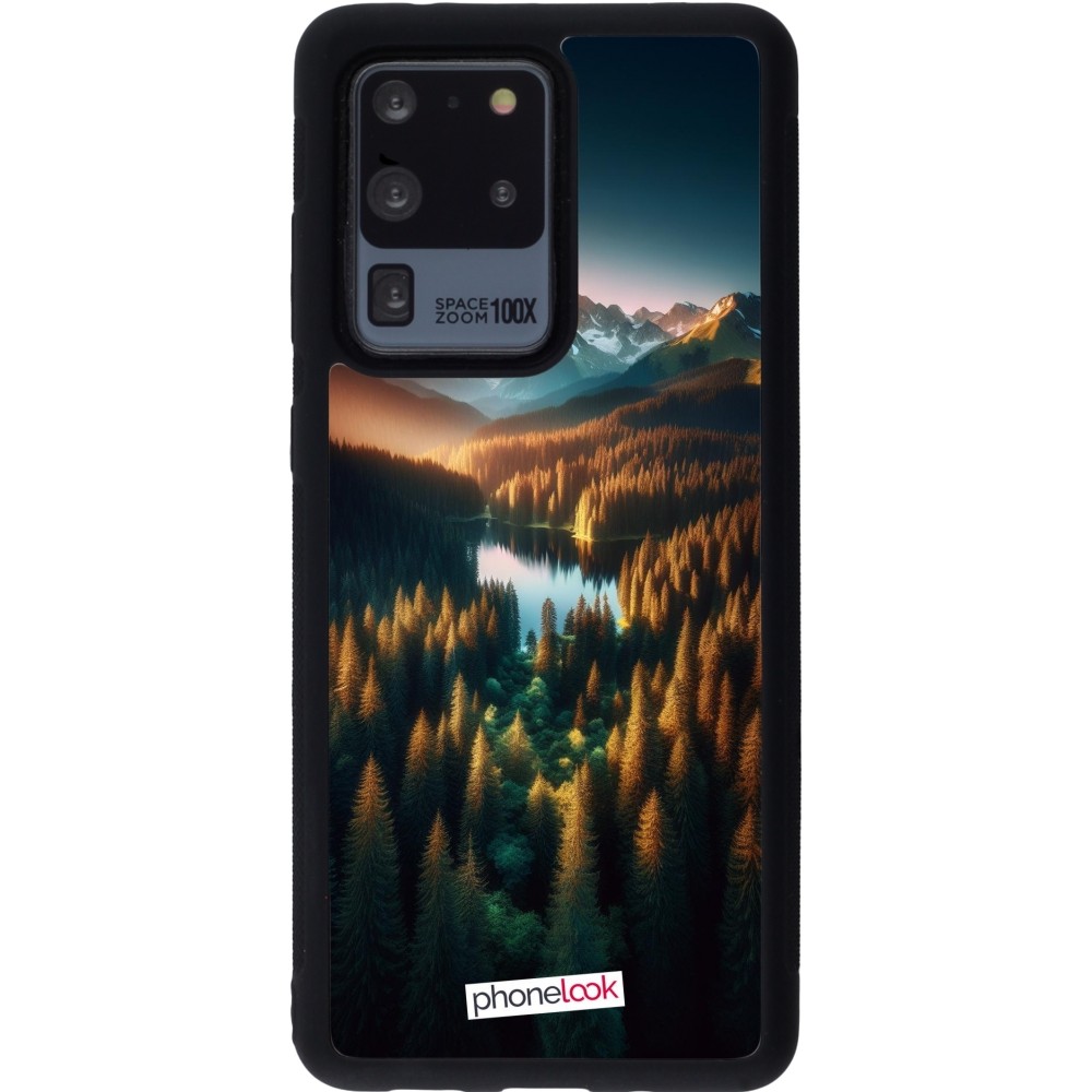 Coque Samsung Galaxy S20 Ultra - Silicone rigide noir Sunset Forest Lake