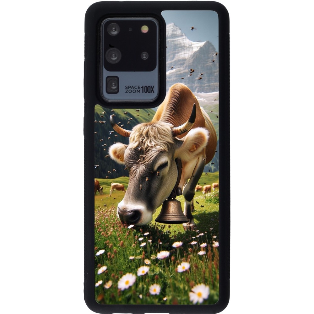 Coque Samsung Galaxy S20 Ultra - Silicone rigide noir Vache montagne Valais