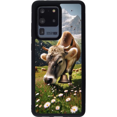 Coque Samsung Galaxy S20 Ultra - Silicone rigide noir Vache montagne Valais