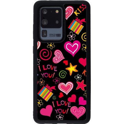 Coque Samsung Galaxy S20 Ultra - Silicone rigide noir Valentine 2023 love symbols