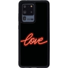 Coque Samsung Galaxy S20 Ultra - Silicone rigide noir Valentine 2023 neon love