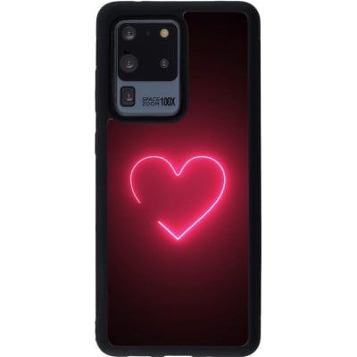 Coque Samsung Galaxy S20 Ultra - Silicone rigide noir Valentine 2023 single neon heart