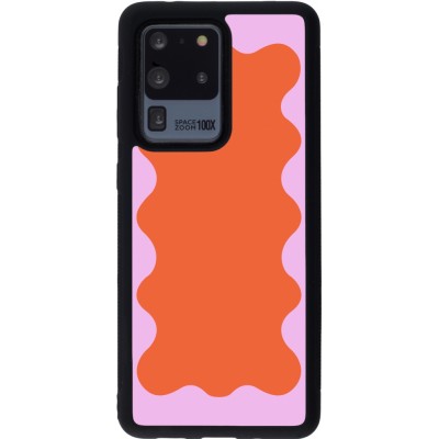 Coque Samsung Galaxy S20 Ultra - Silicone rigide noir Wavy Rectangle Orange Pink