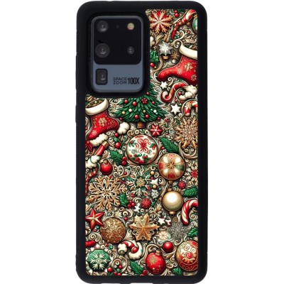 Coque Samsung Galaxy S20 Ultra - Silicone rigide noir Noël 2023 micro pattern