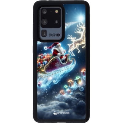 Coque Samsung Galaxy S20 Ultra - Silicone rigide noir Noël 2023 Père Noël enchanté