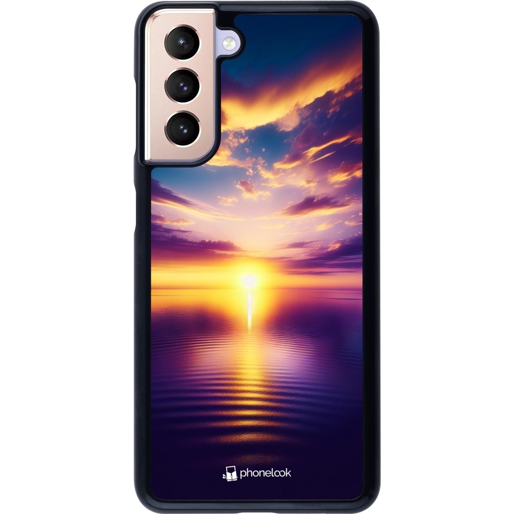 Coque Samsung Galaxy S21 5G - Coucher soleil jaune violet