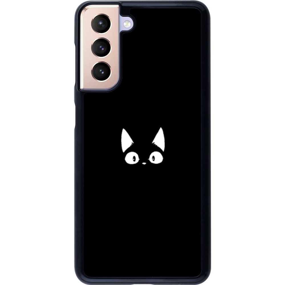 Coque Samsung Galaxy S21 5G - Funny cat on black