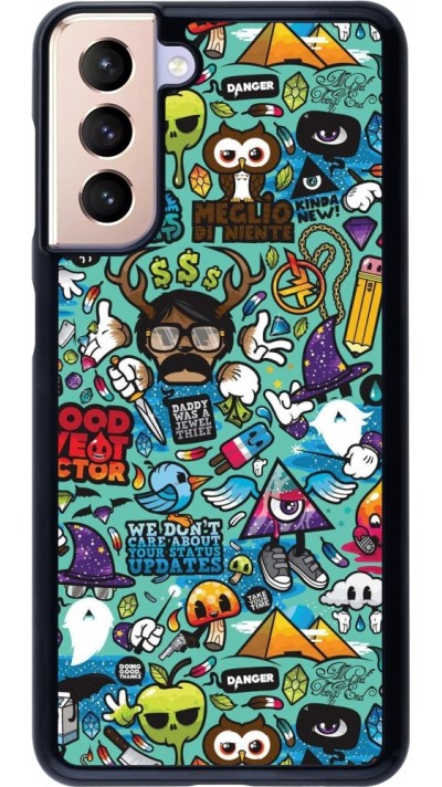 Coque Samsung Galaxy S21 5G - Mixed Cartoons Turquoise