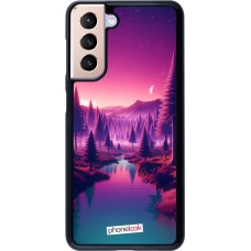 Coque Samsung Galaxy S21 5G - Paysage Violet-Rose