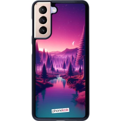 Coque Samsung Galaxy S21 5G - Paysage Violet-Rose