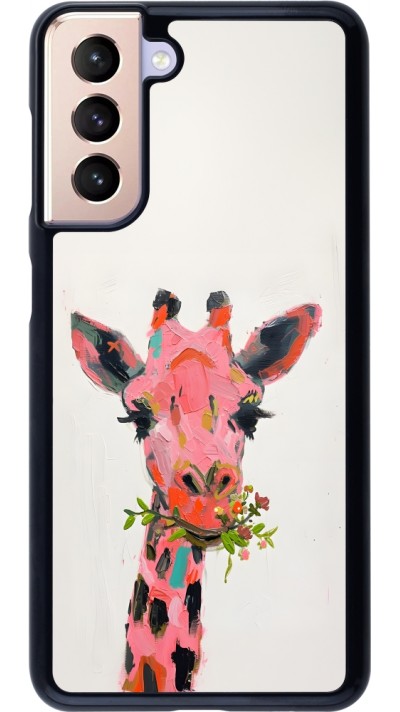 Coque Samsung Galaxy S21 5G - Pink Girafe Paint