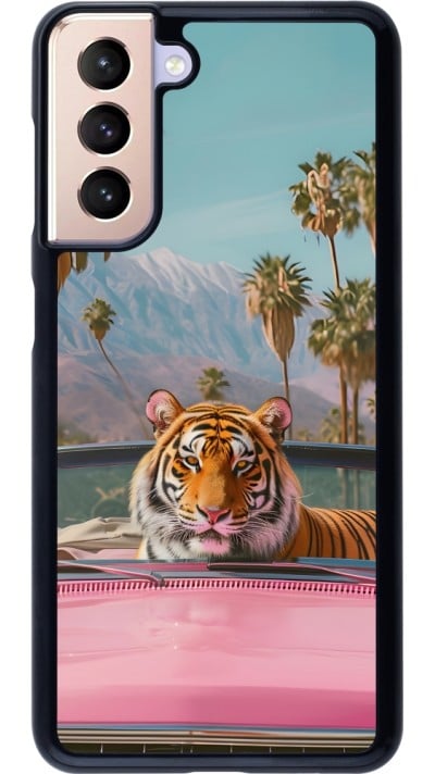 Coque Samsung Galaxy S21 5G - Tigre voiture rose