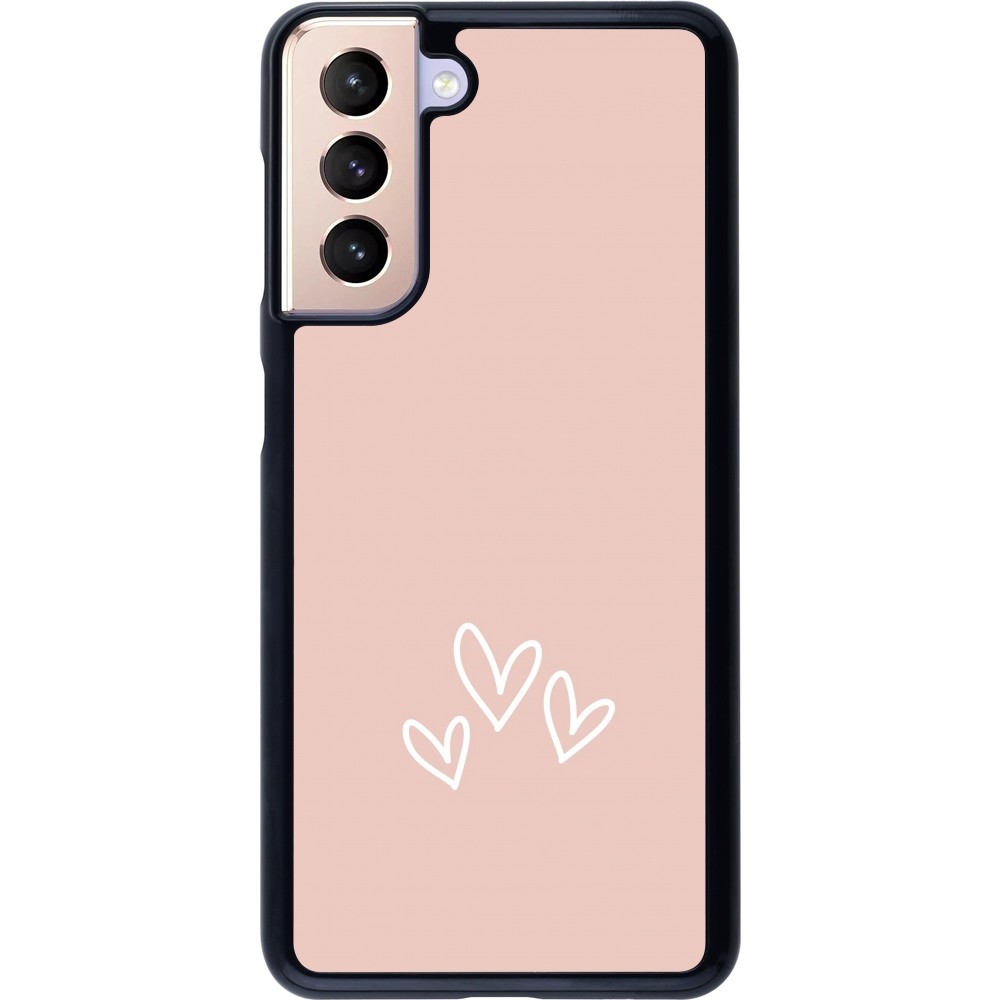 Coque Samsung Galaxy S21 5G - Valentine 2023 three minimalist hearts