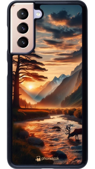 Coque Samsung Galaxy S21 5G - Valley Sunset Deer Tree