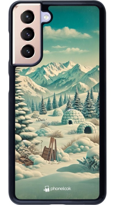 Coque Samsung Galaxy S21 5G - Vintage Snowy Mountain Igloo