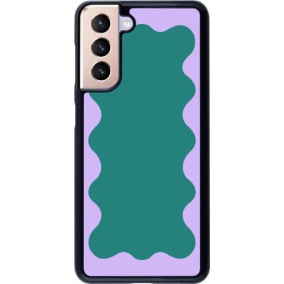 Coque Samsung Galaxy S21 5G - Wavy Rectangle Green Purple