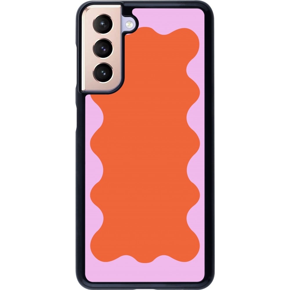 Coque Samsung Galaxy S21 5G - Wavy Rectangle Orange Pink