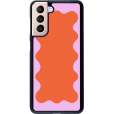 Coque Samsung Galaxy S21 5G - Wavy Rectangle Orange Pink