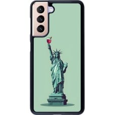 Coque Samsung Galaxy S21 5G - Wine Statue de la liberté avec un verre de vin